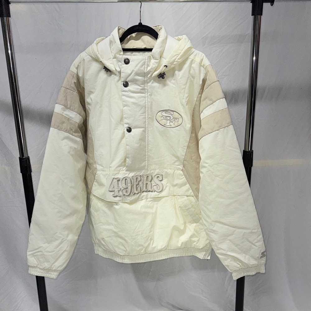 Starter 49ers Cream and Tan Hooded Jacket